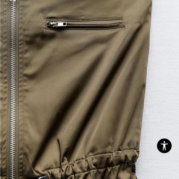 ZARA  Strapless Utility Dress in Dark Khaki Sz S NWT - Picture 6 of 16